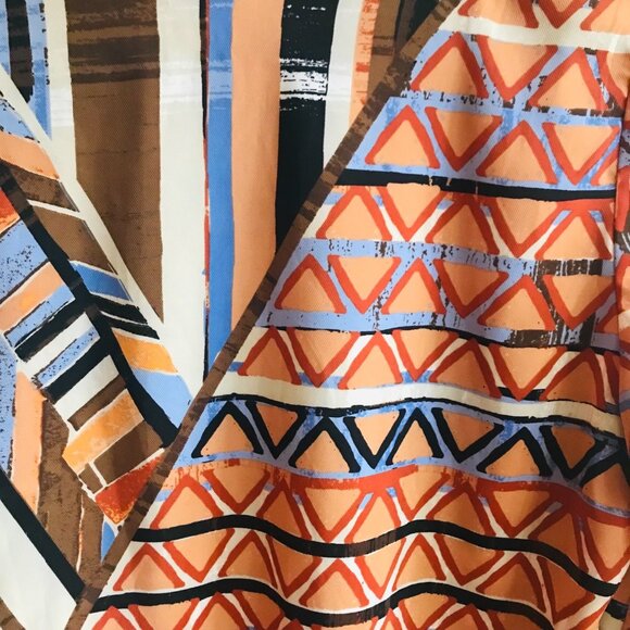 Chico's Blouse Geo Boho Aztec Tribal Tie Sleeve Women Size 1Medium Multi-Color - Picture 11 of 11